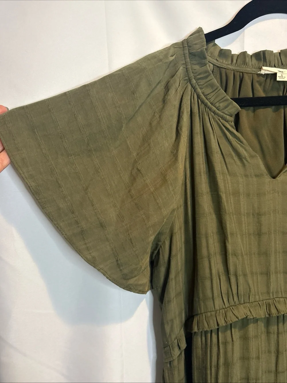 entro Olive Ruffle-Tiered Mini Dress with Flutter Sleeves - Picture 3 of 8